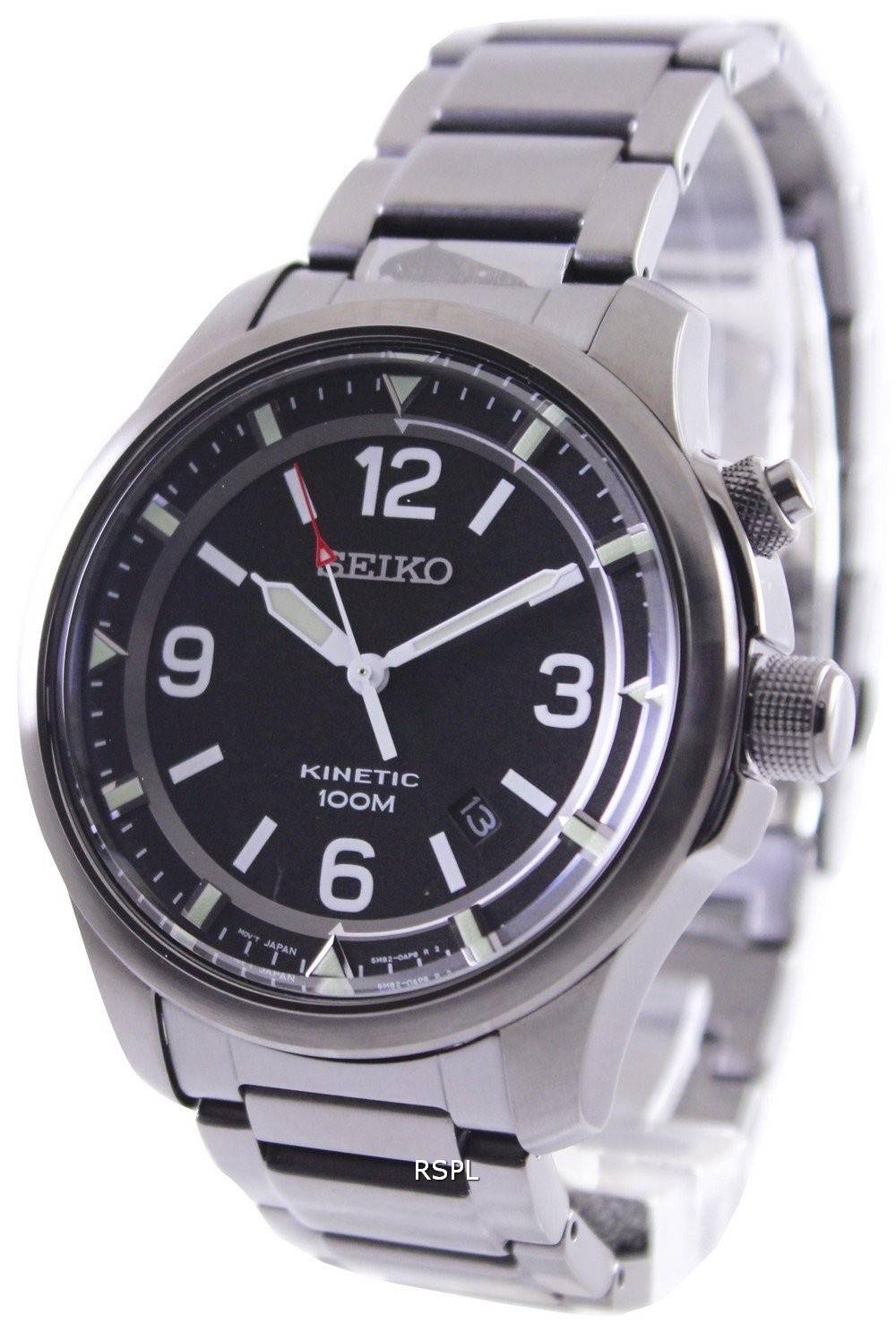 Seiko Neo Sport Kinetic 100M cadran noir Montre SKA687P1 SKA687P Hommes
