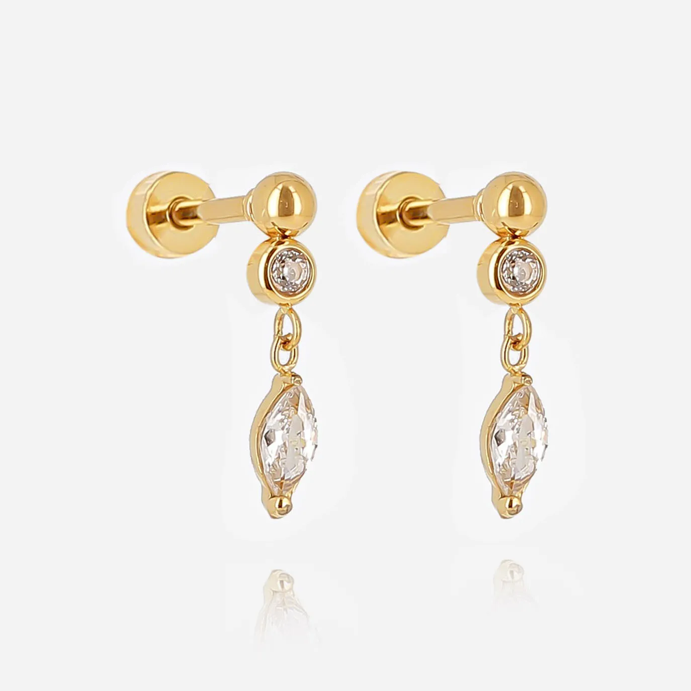 Piercing Femme Jamaica en Acier Doré et Blanc – Zag Bijoux