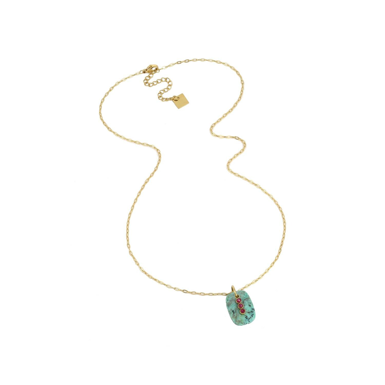 Achat Collier Zag en acier doré et turquoise