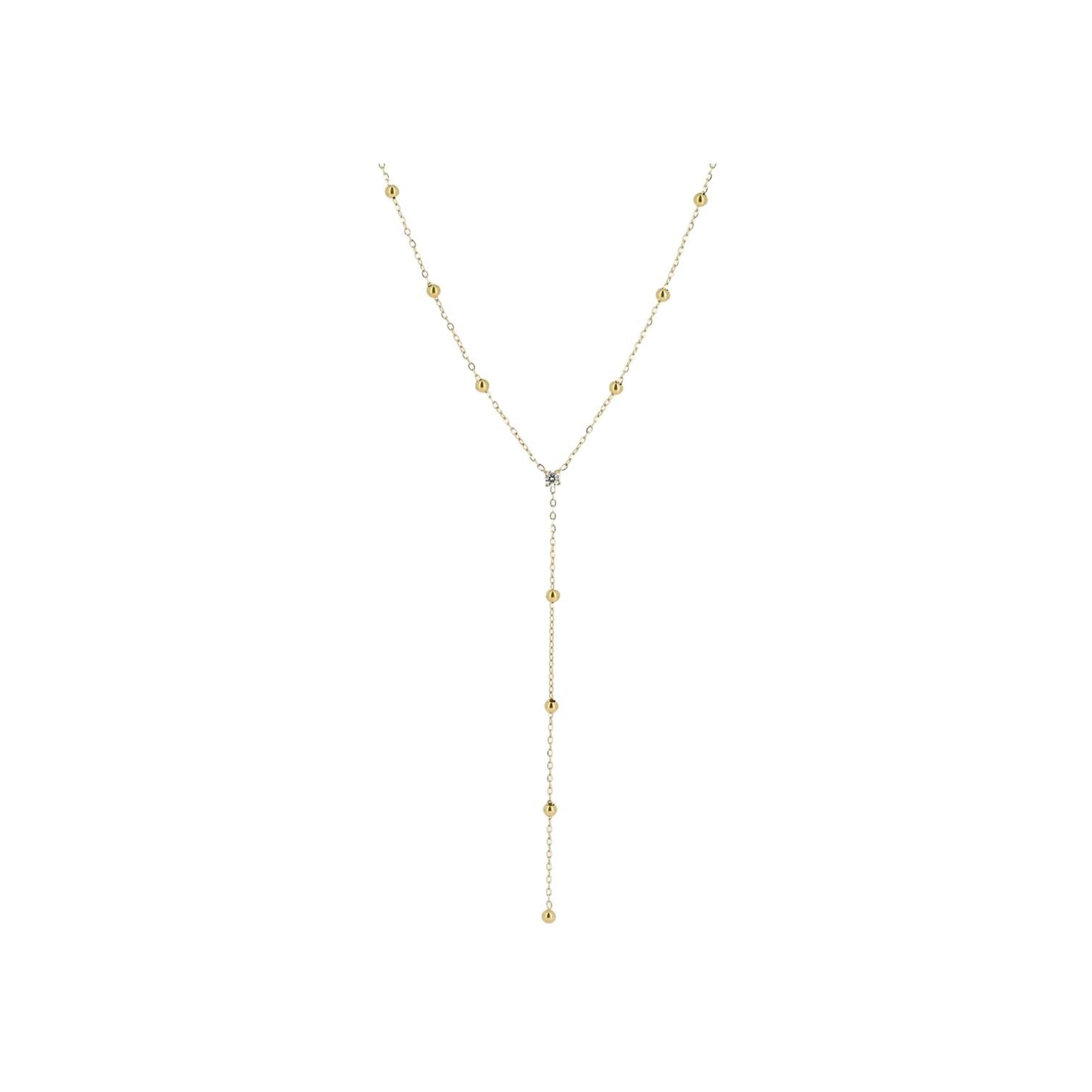 Collier Zag en acier doré et zircon