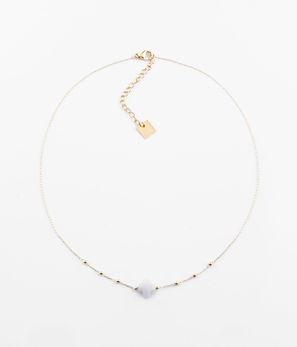 Velasquez - Acier Doré & Agate Blanche - Collier - Zag Bijoux