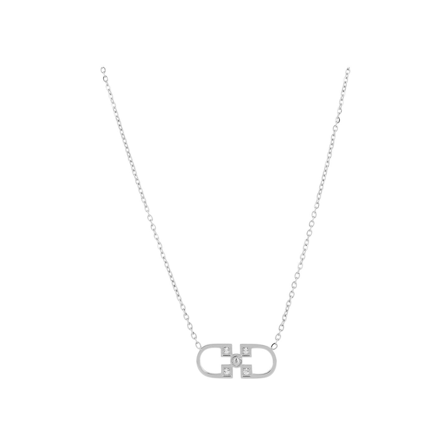 Collier Zag en acier et zircon