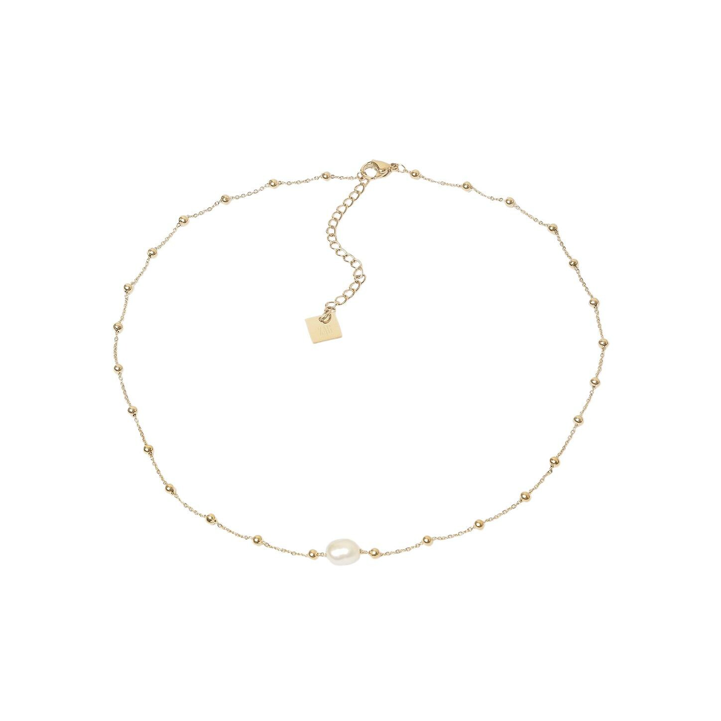 Collier Zag en acier doré et perle