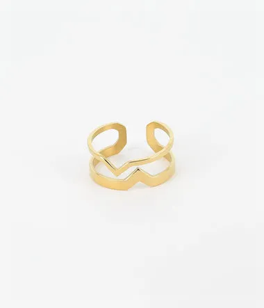 Wave - Acier Doré - Bague - Zag Bijoux
