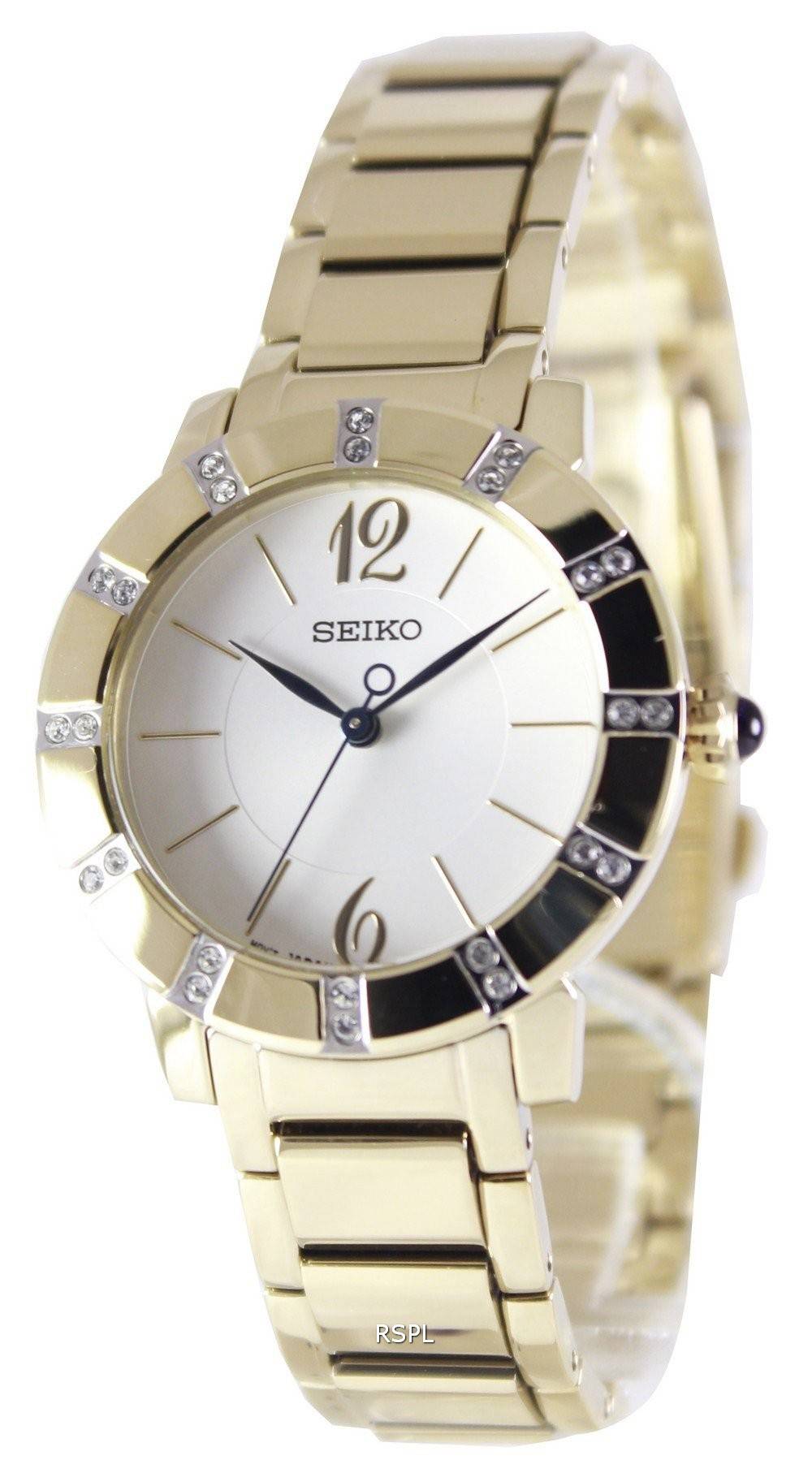 Seiko Quartz cristal Swarovski or plaqué montre de SRZ454P1 SRZ454P féminin