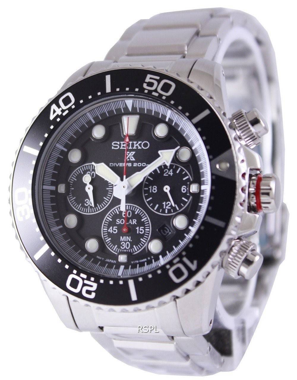 Montre Homme Seiko Solar Chronographe Divers SSC015 SSC015P1 SSC015P