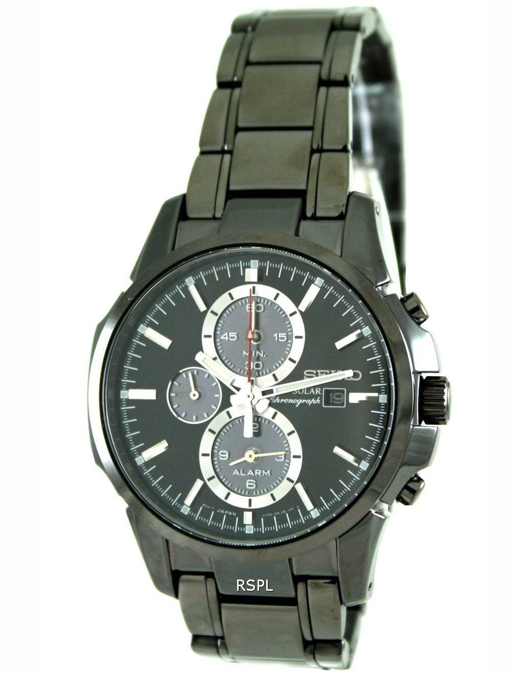 Seiko chronographe solaire alarme noir SSC095P1 SSC095P SSC095