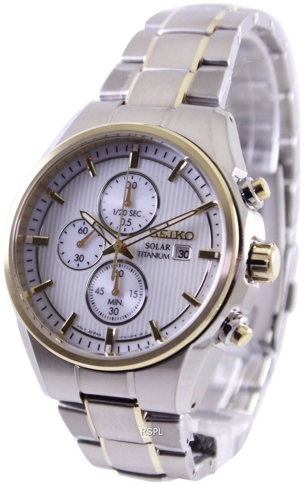 Seiko Montre chronographe en titane solaires SSC368P1 SSC368P Hommes