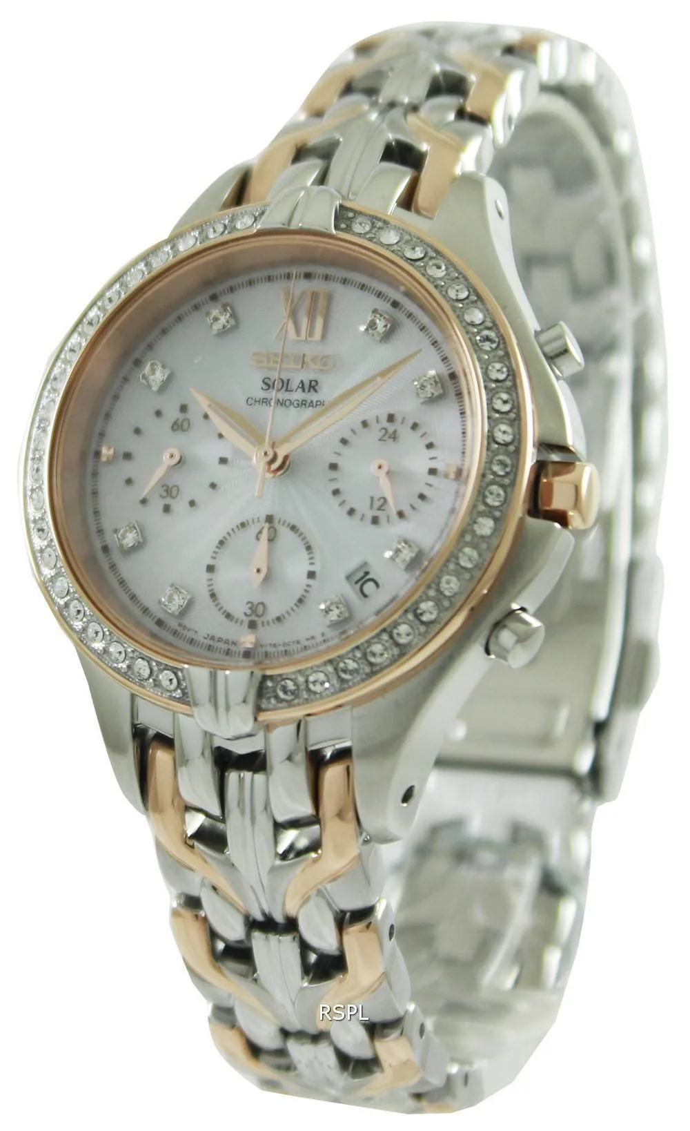 Seiko noyau solaire Chronographe cristaux Swarovski Montre SSC874P1 SSC874P femmes