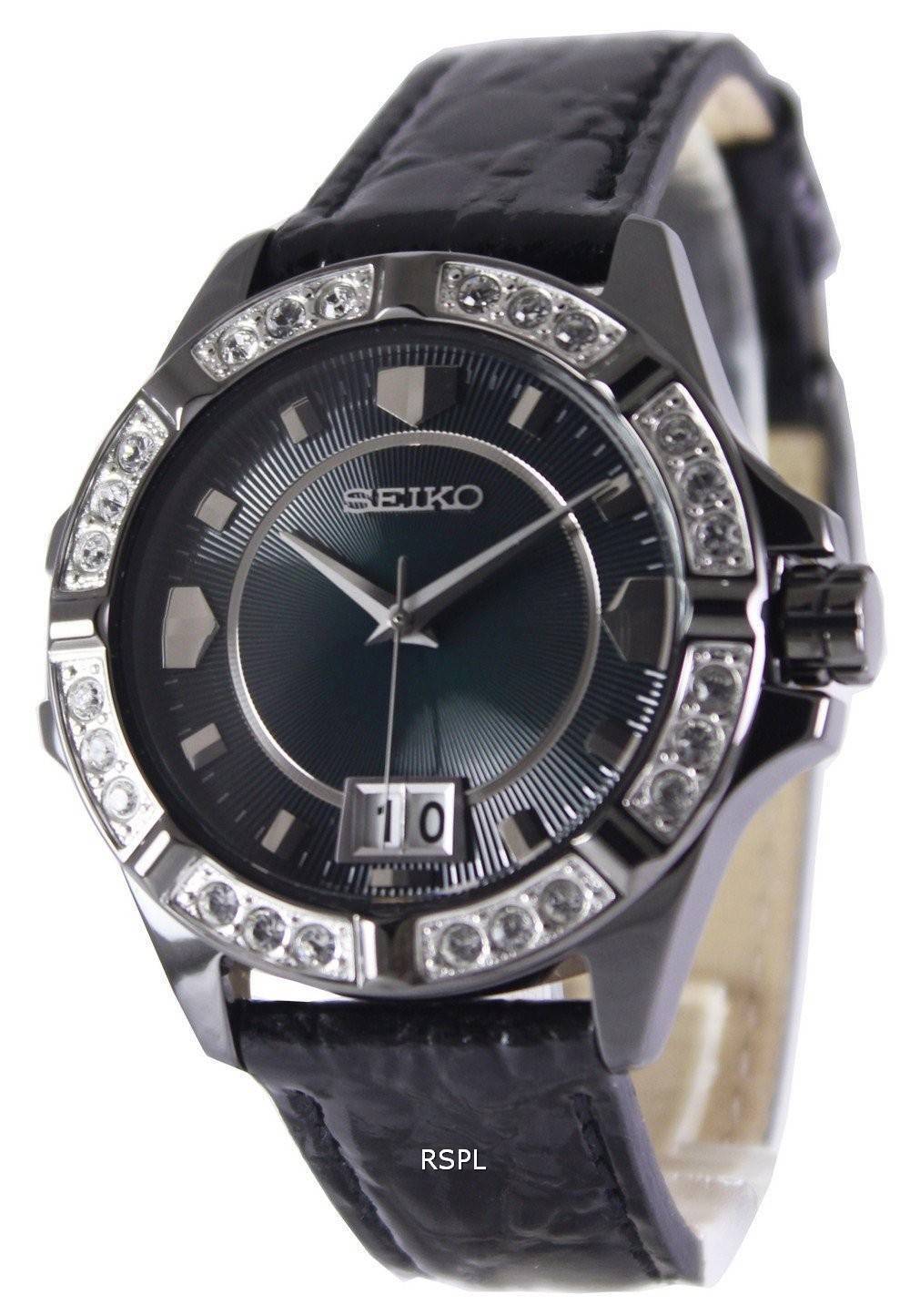 Seiko cristaux de quartz montre en or rose de SUR805P1 SUR805P femmes