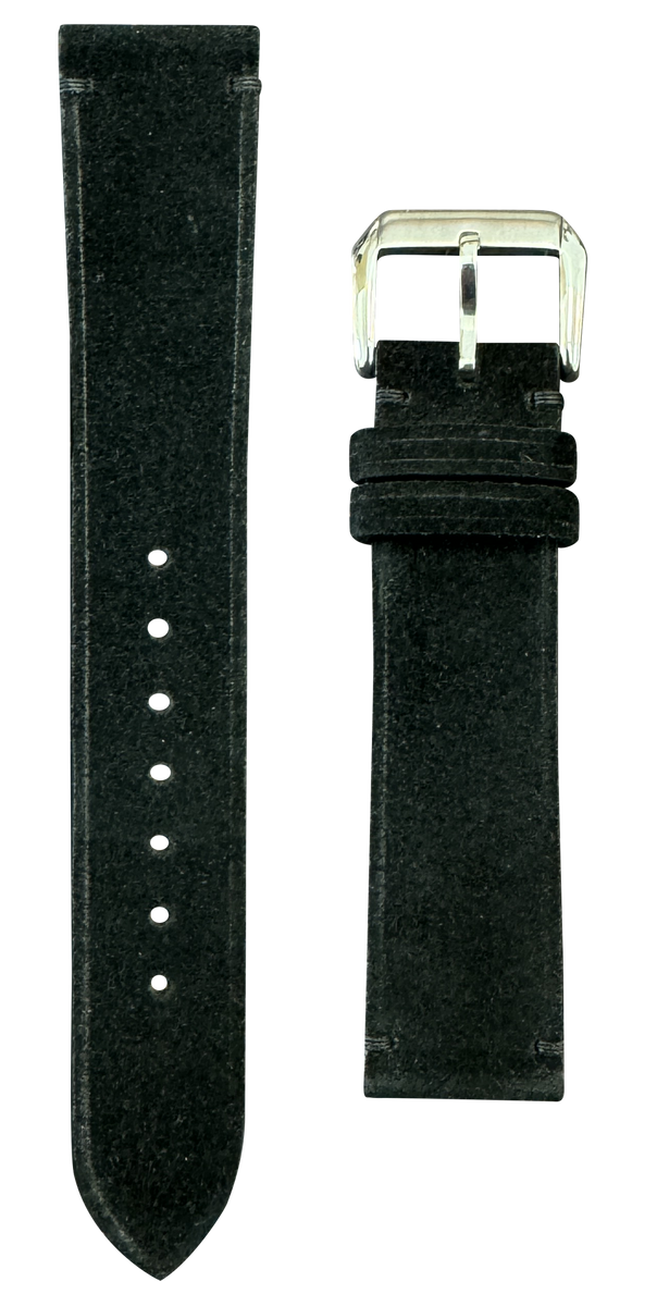 Suede Leather Watch Strap - Black