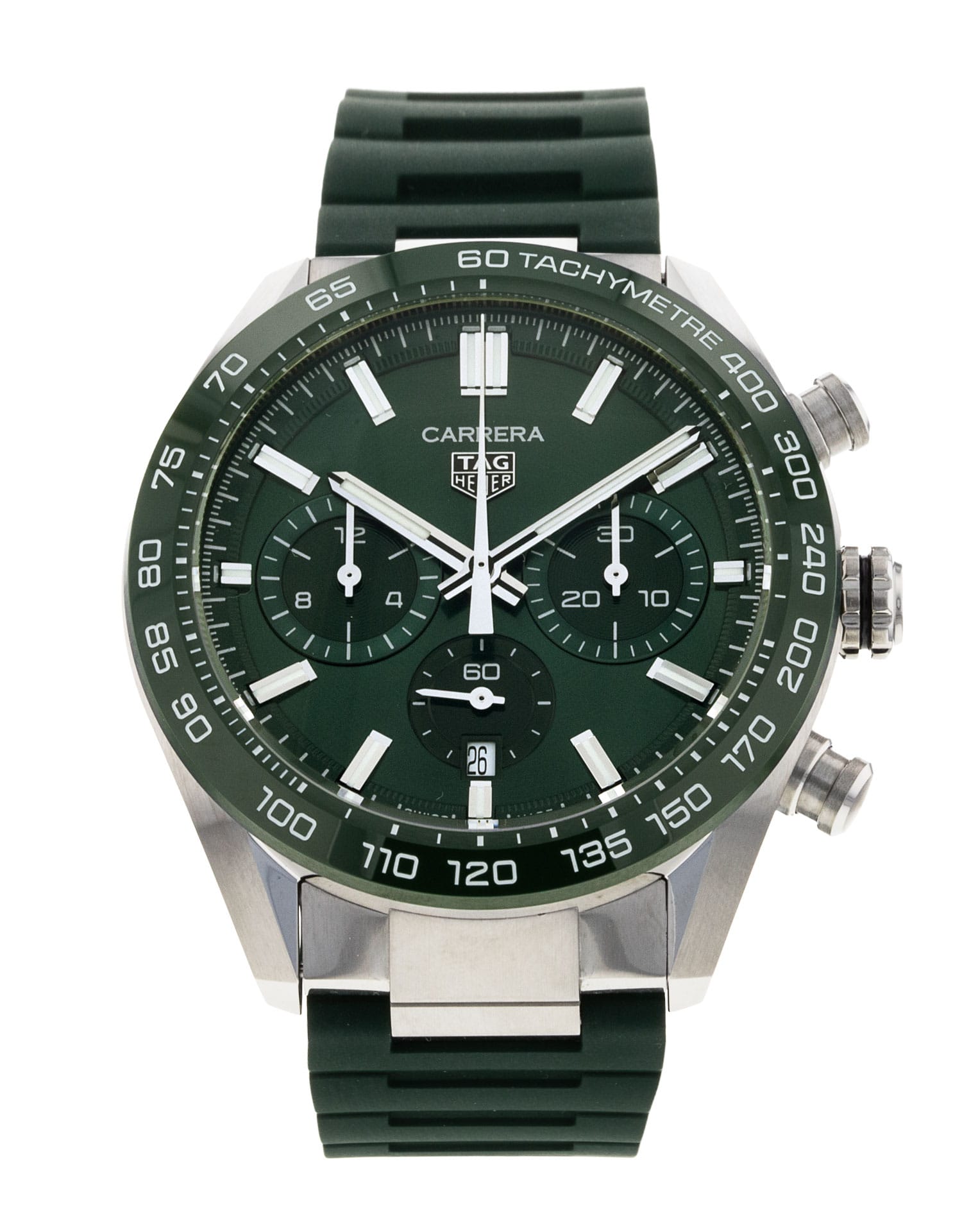 Tag Heuer Carrera - cadran Vert et un bracelet e Caoutchouc