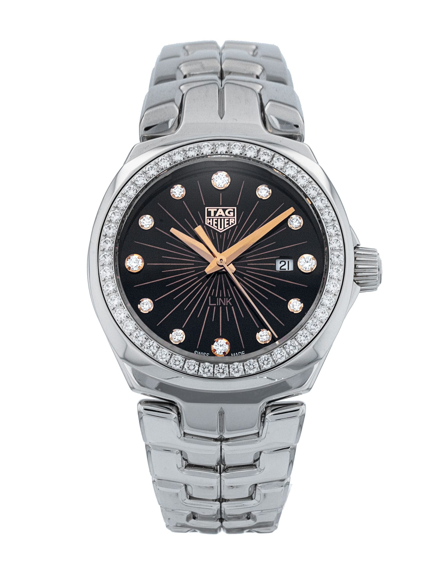 Tag Heuer Link - cadran Noir diamant et un bracelet e Métal