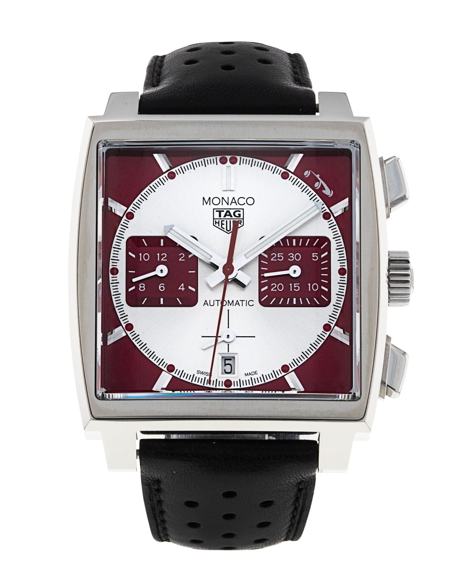 Tag Heuer Monaco - cadran Baton Rouge et un bracelet e Cuir