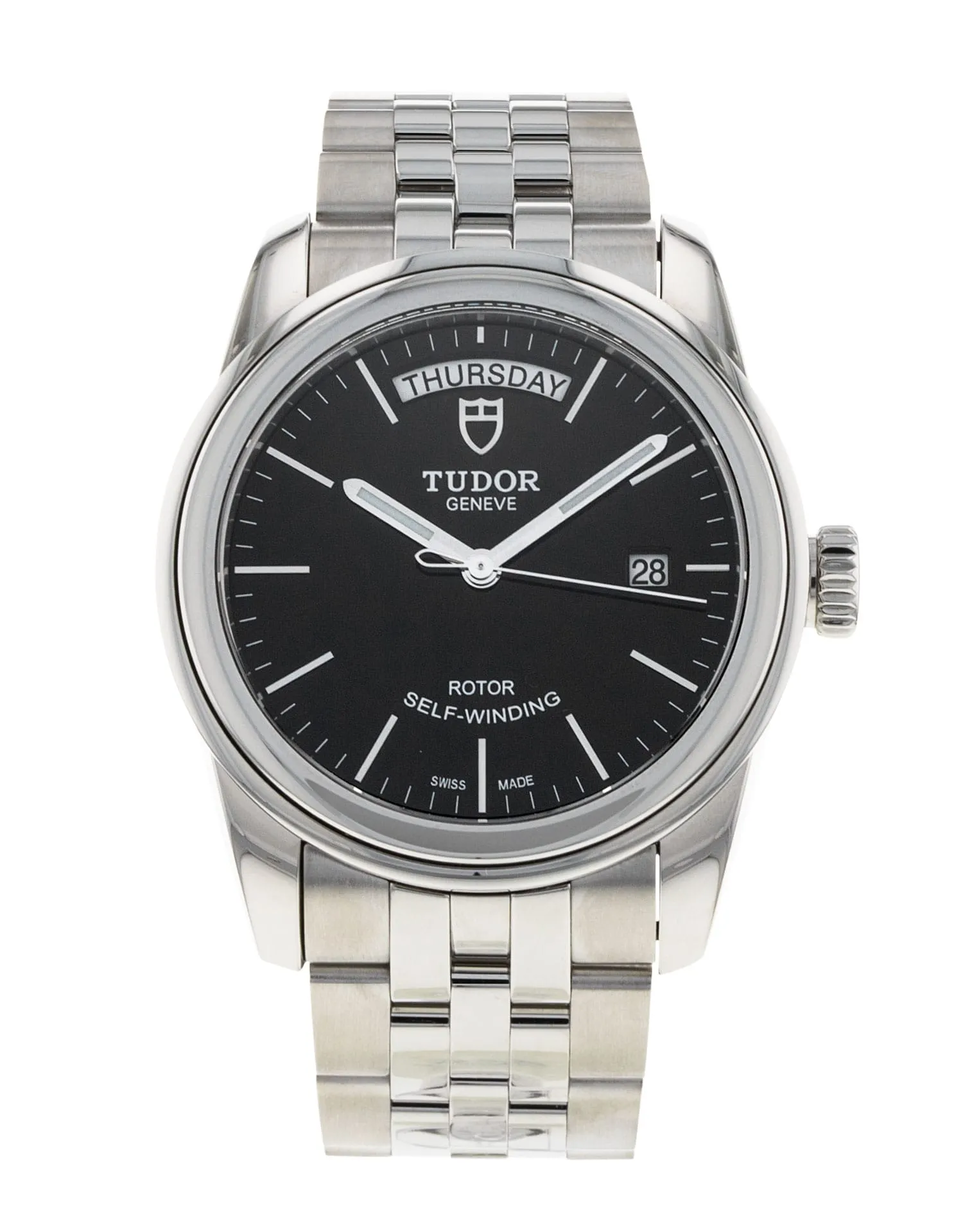 Tudor Glamour Date & Day - cadran Baton noire