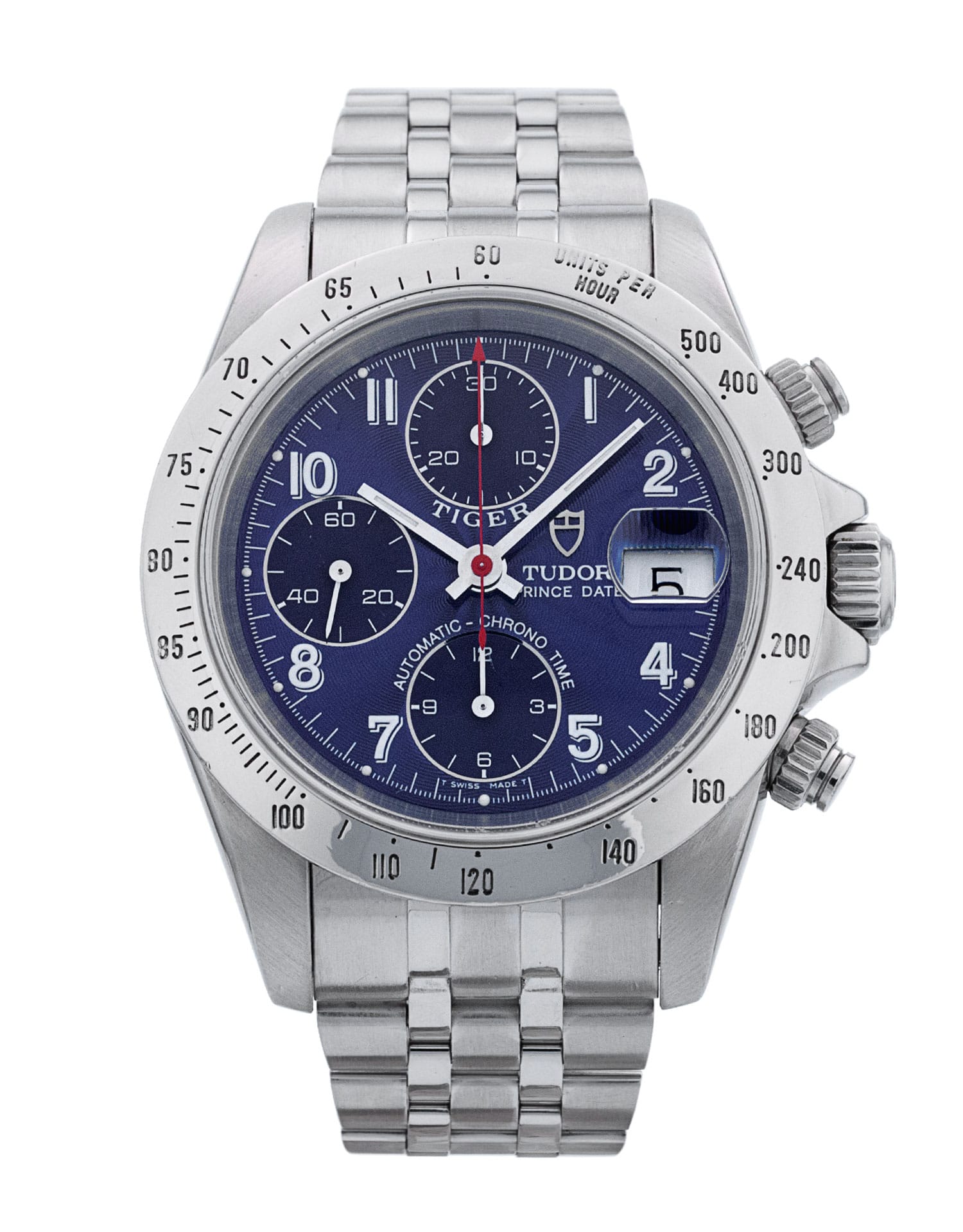 Tudor Prince Date - cadran Bleu Arabe et un bracelet e Métal