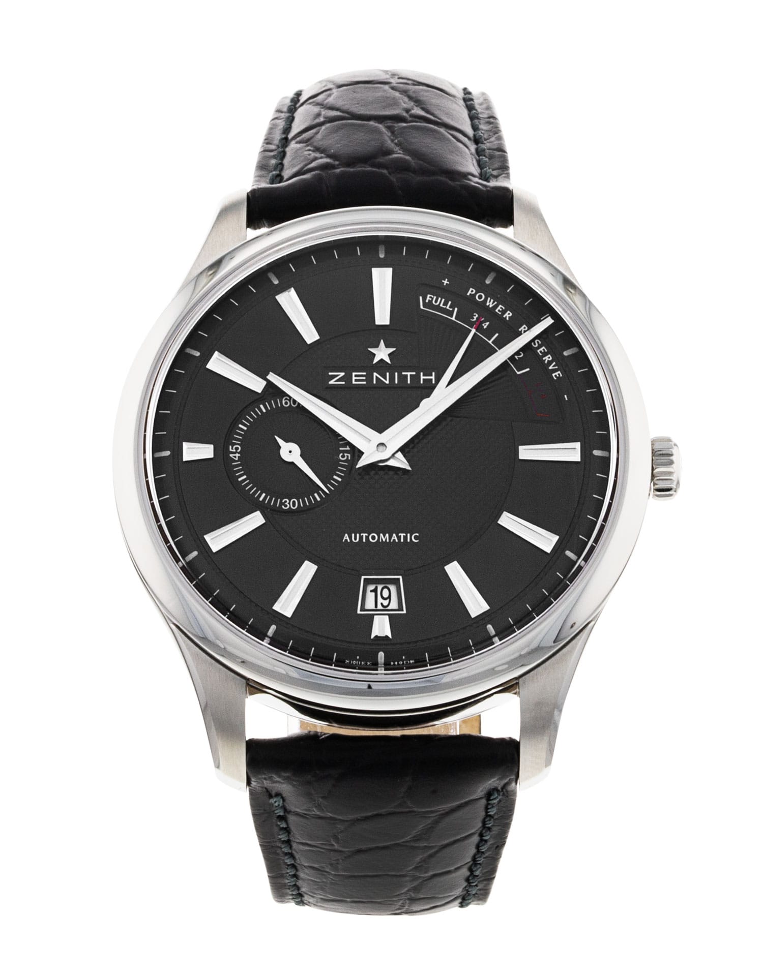 Zenith Captain - cadran Baton noire et un bracelet e Cuir