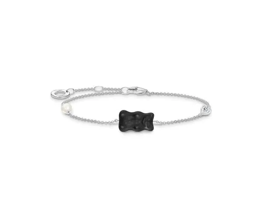 Thomas Sabo A2151-052-11-L19V Bracelet Argenté Avec ourson Doré Noir Et perle + pierre
