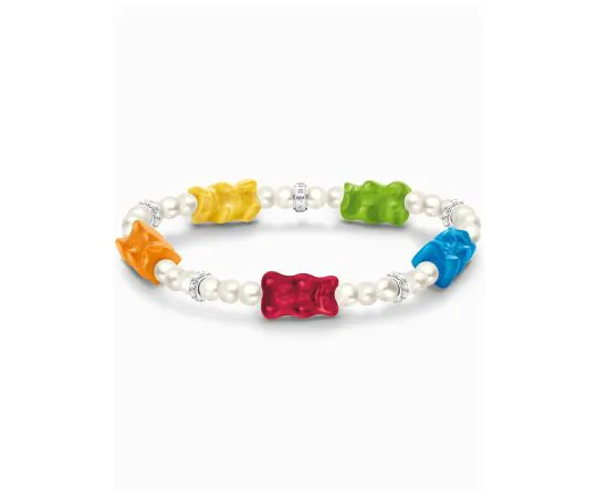 Thomas Sabo A2153-052-7-L15 Bracelet de perles Ours d'Or multicolore 15 cm