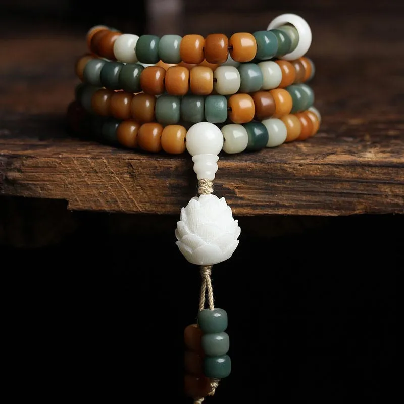 Collier Bracelet Harmonie Mala Bodhi Lotus Buddha Stones