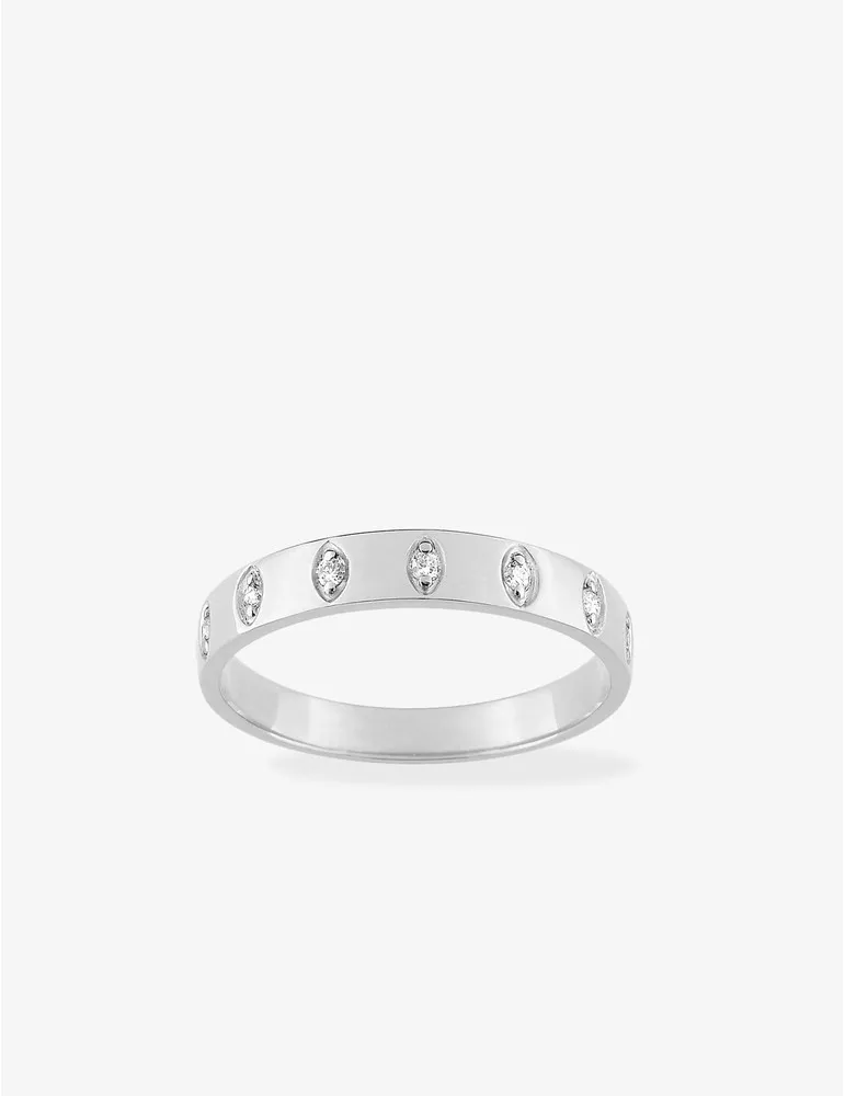 Alliance or blanc 750 ‰ avec 7 diamants - Mariage