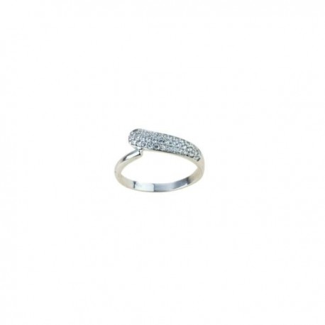 bague avec bande pavée de zircons en or blanc 18 kt A2431B