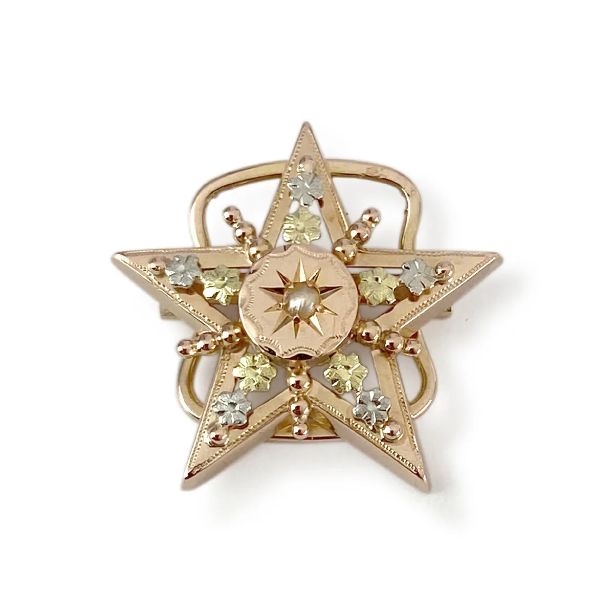 Attache foulard d'occasion or 750 jaune perle fine