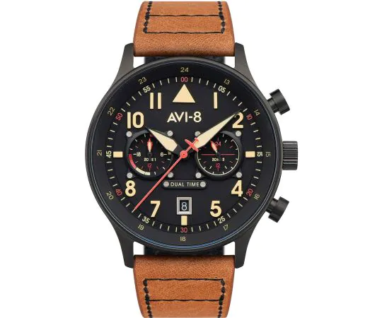 AVI-8 AV-4088-03 Carey Dual Time Montre Homme 44mm 5ATM