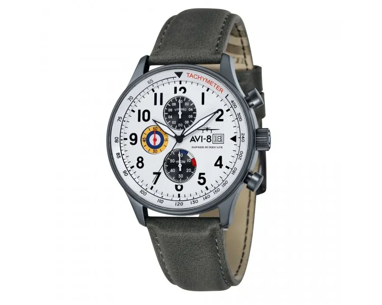 Montre Homme AVI-8 Hawker Hurricane Blanc Cuir Gris - AV-4011-0B