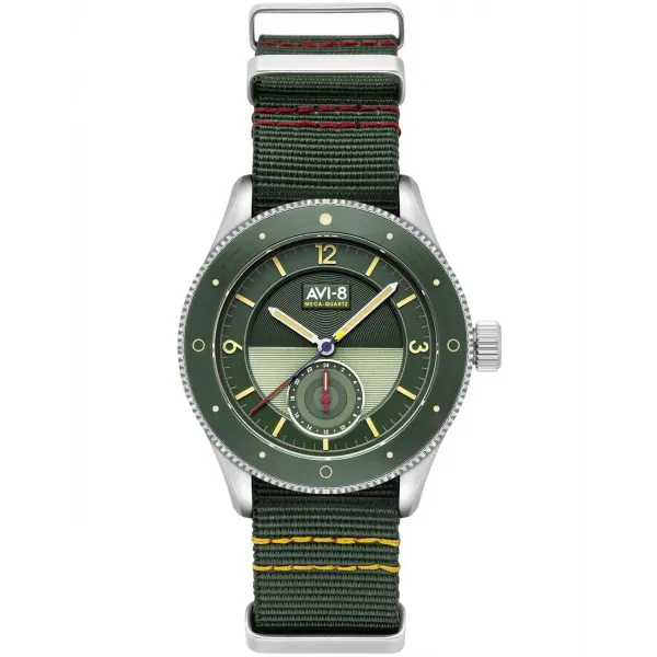 AVI-8 - Montre Homme - Flyboy Sector - Cadran vert kaki - bracelet nato nylon kaki - Ref AV-4112-02