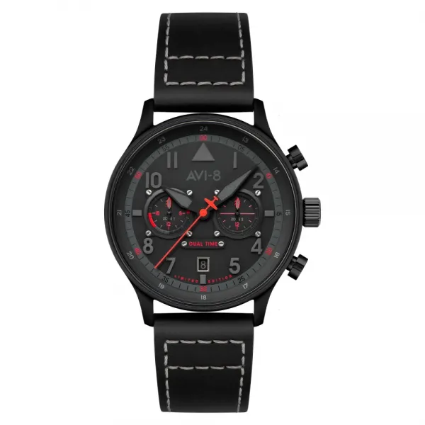 AVI-8 - Montre Homme - Hawker Hurricane - cadran noir - bracelet cuir - Ref AV-4088-05