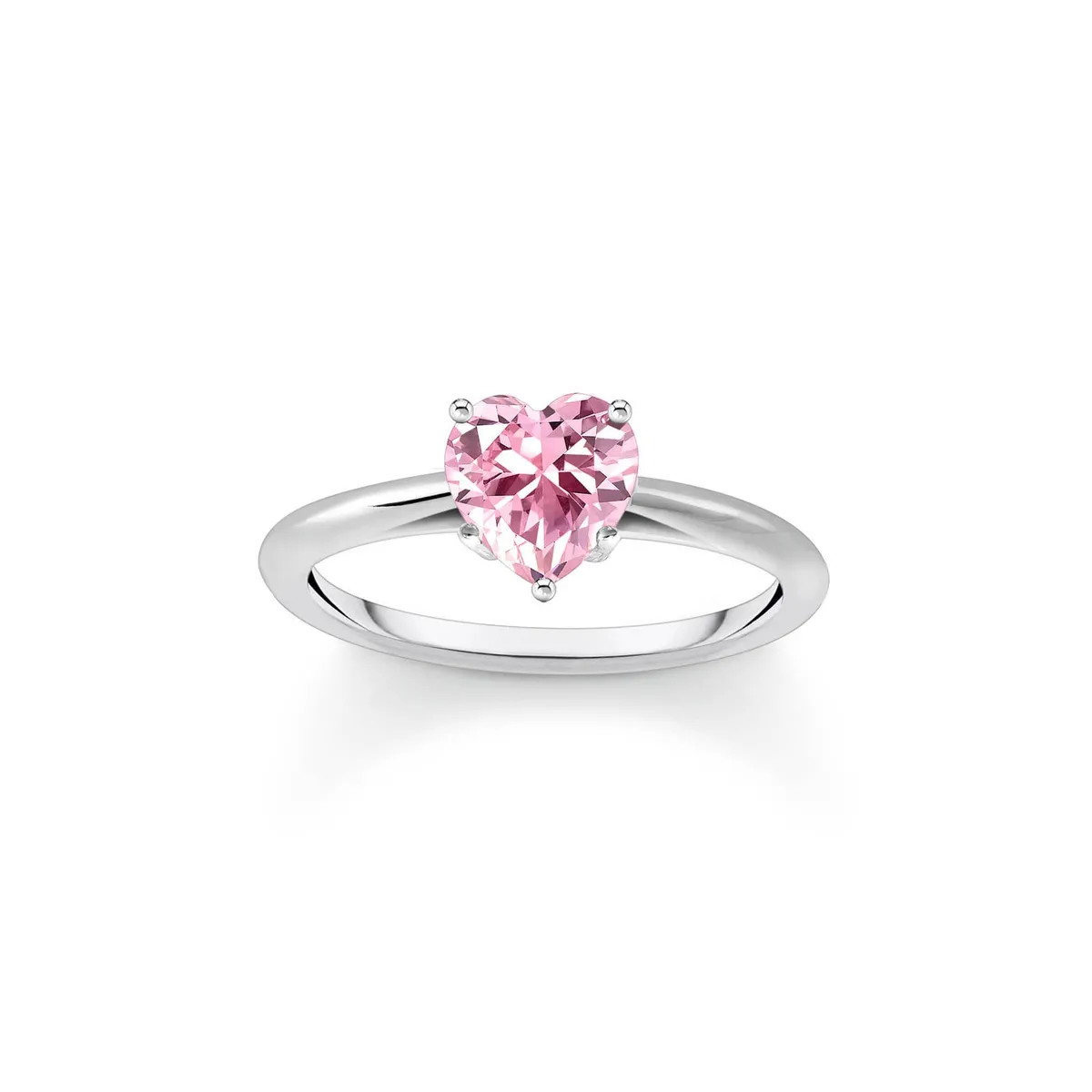 Bague argent avec zircon rose en forme de coeur
