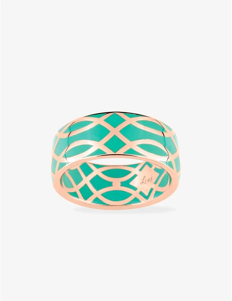 Bague Confidence Or rose 375‰ et laque verte aqua SO OR