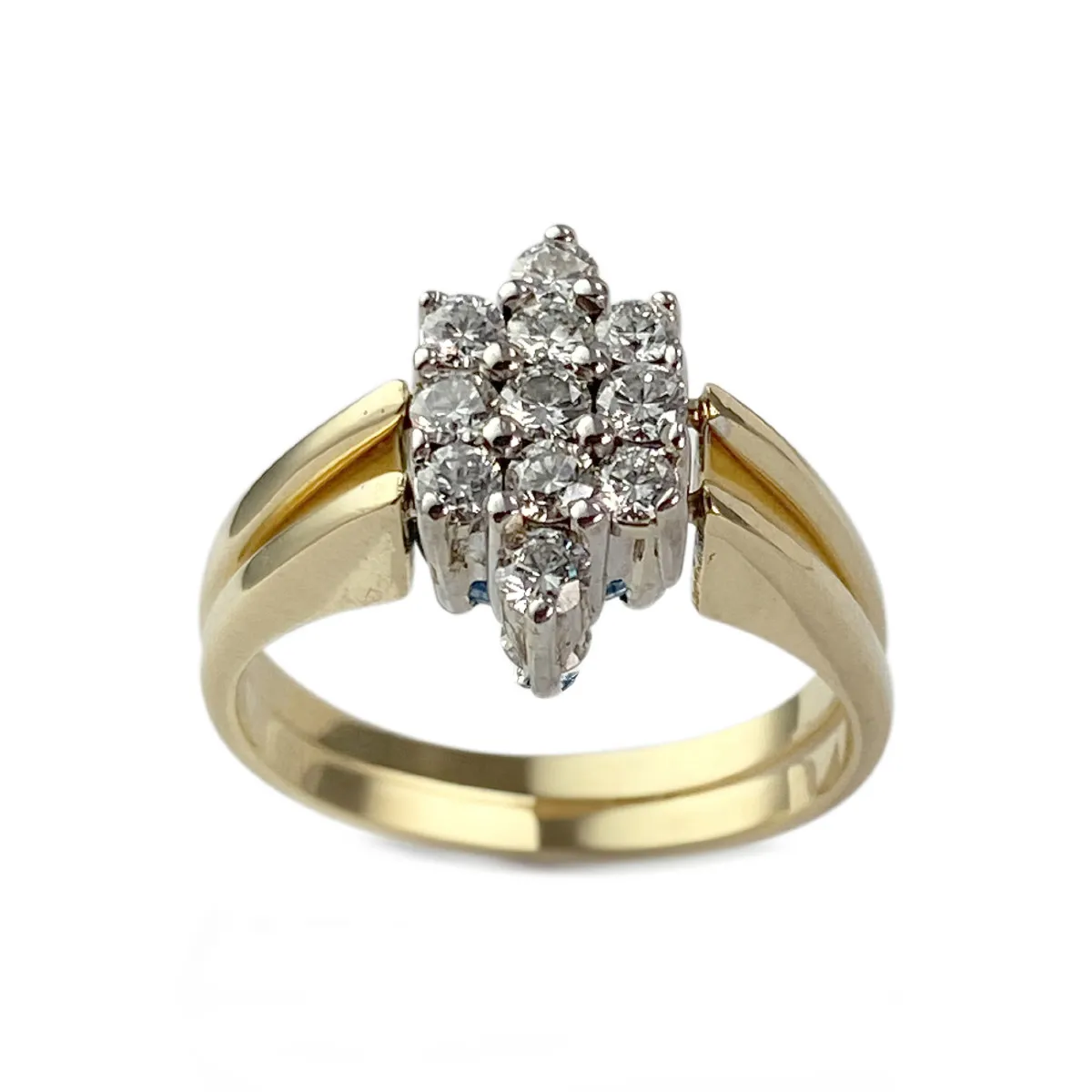 Bague d'occasion 2 ors 750 diamants aigue marine