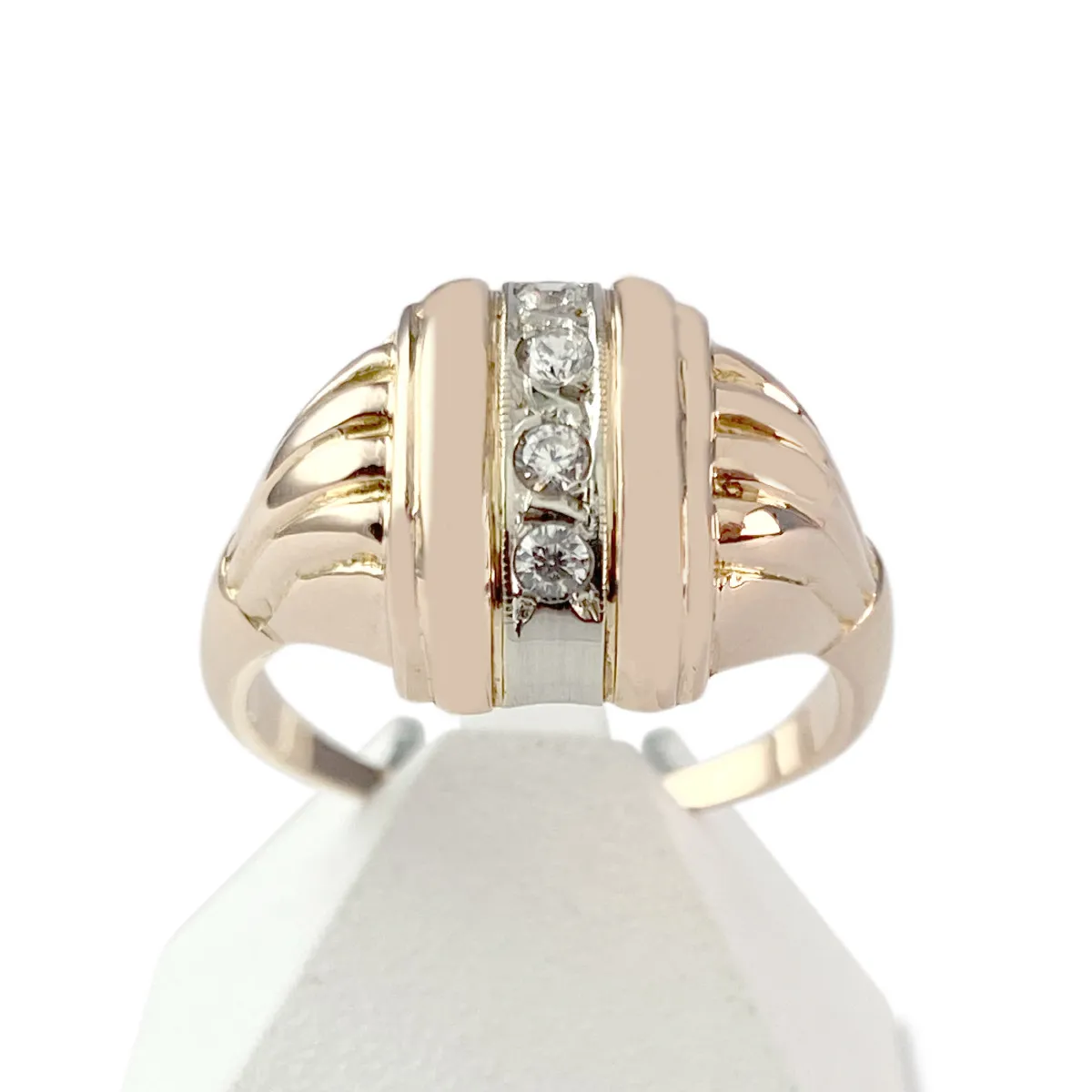 Bague d'occasion or 2 tons zirconias