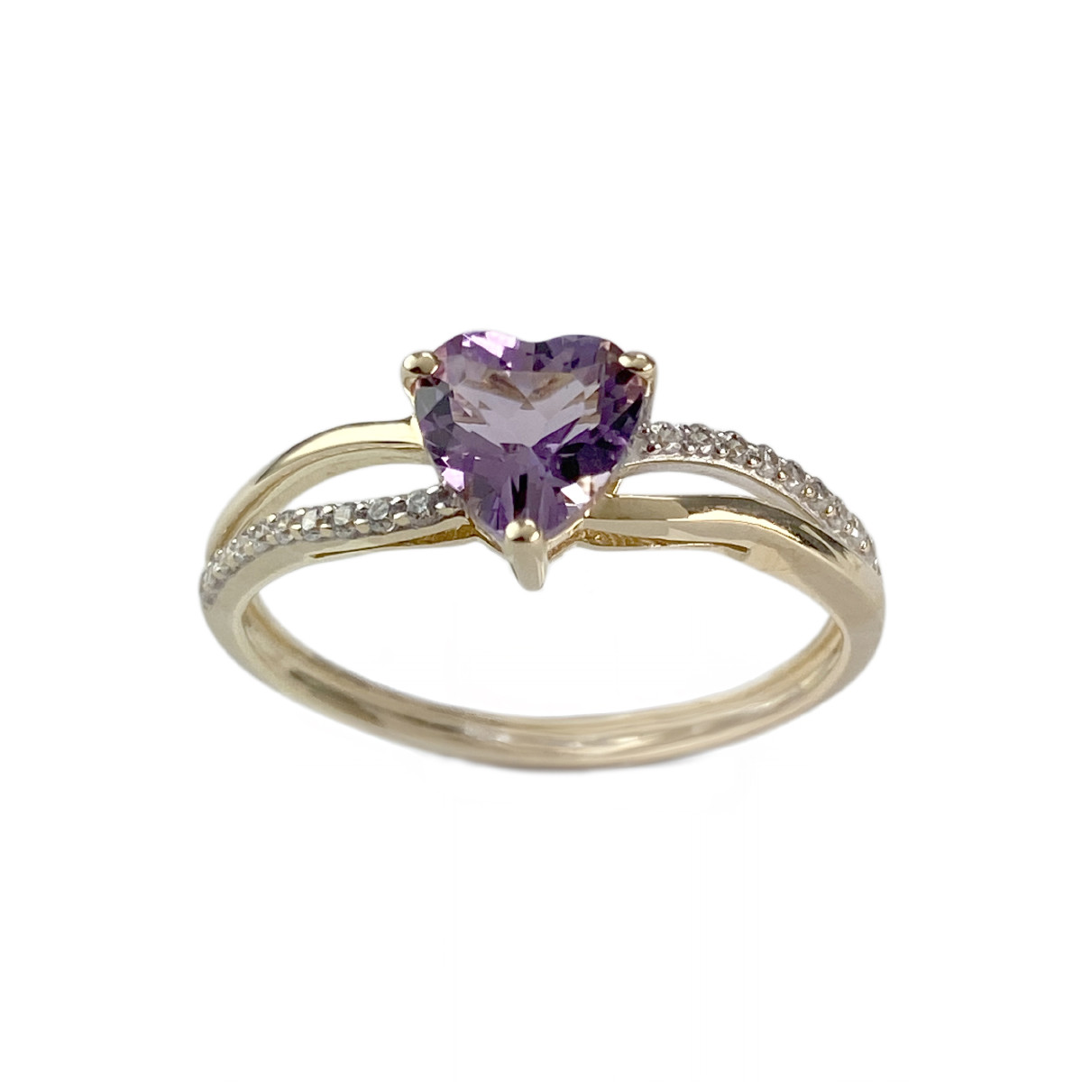 Bague d'occasion or 375 2 tons améthyste zirconias