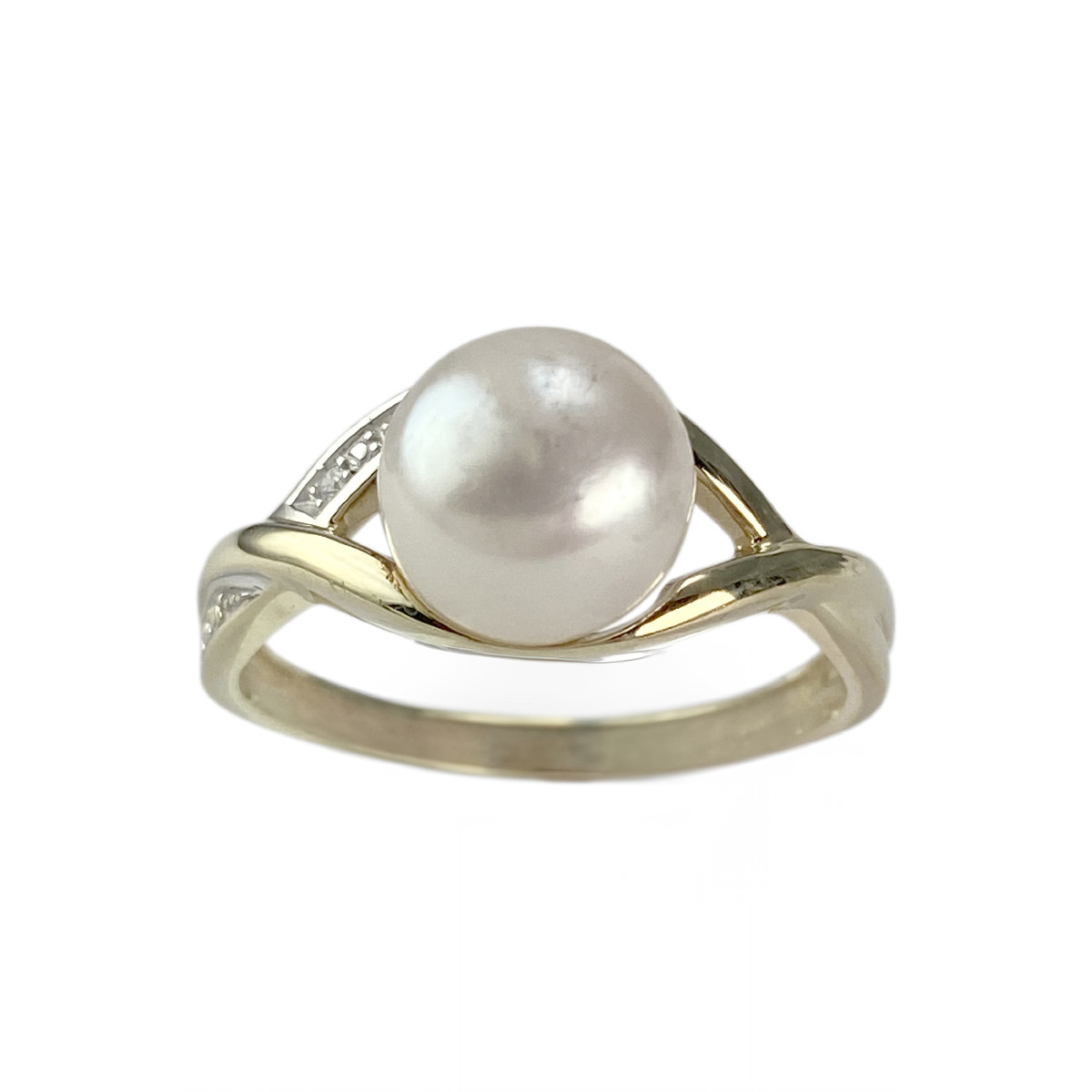 Bague d'occasion or 375 2 tons perle de culture diamant