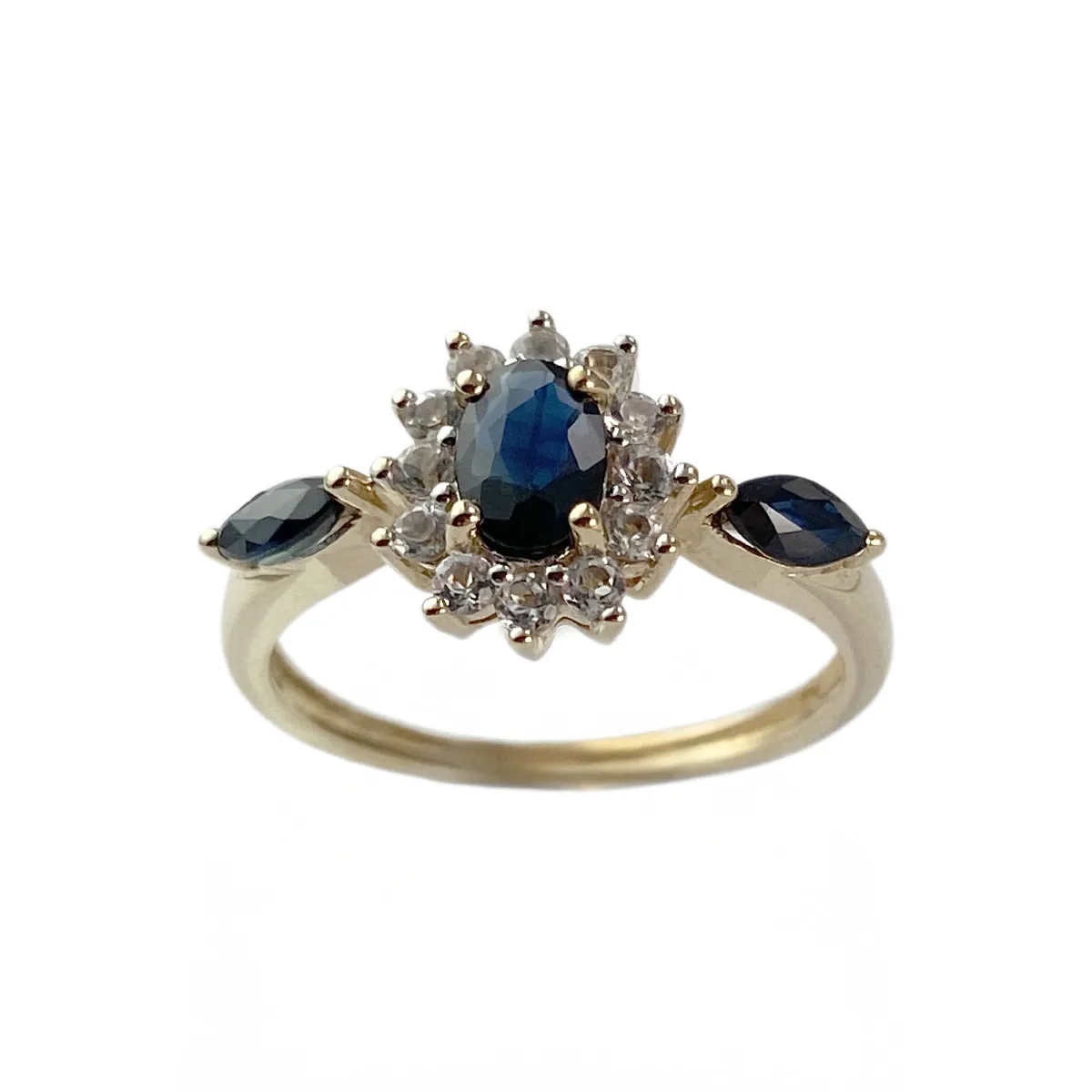 Bague d'occasion or 375 2 tons saphirs topazes blanches