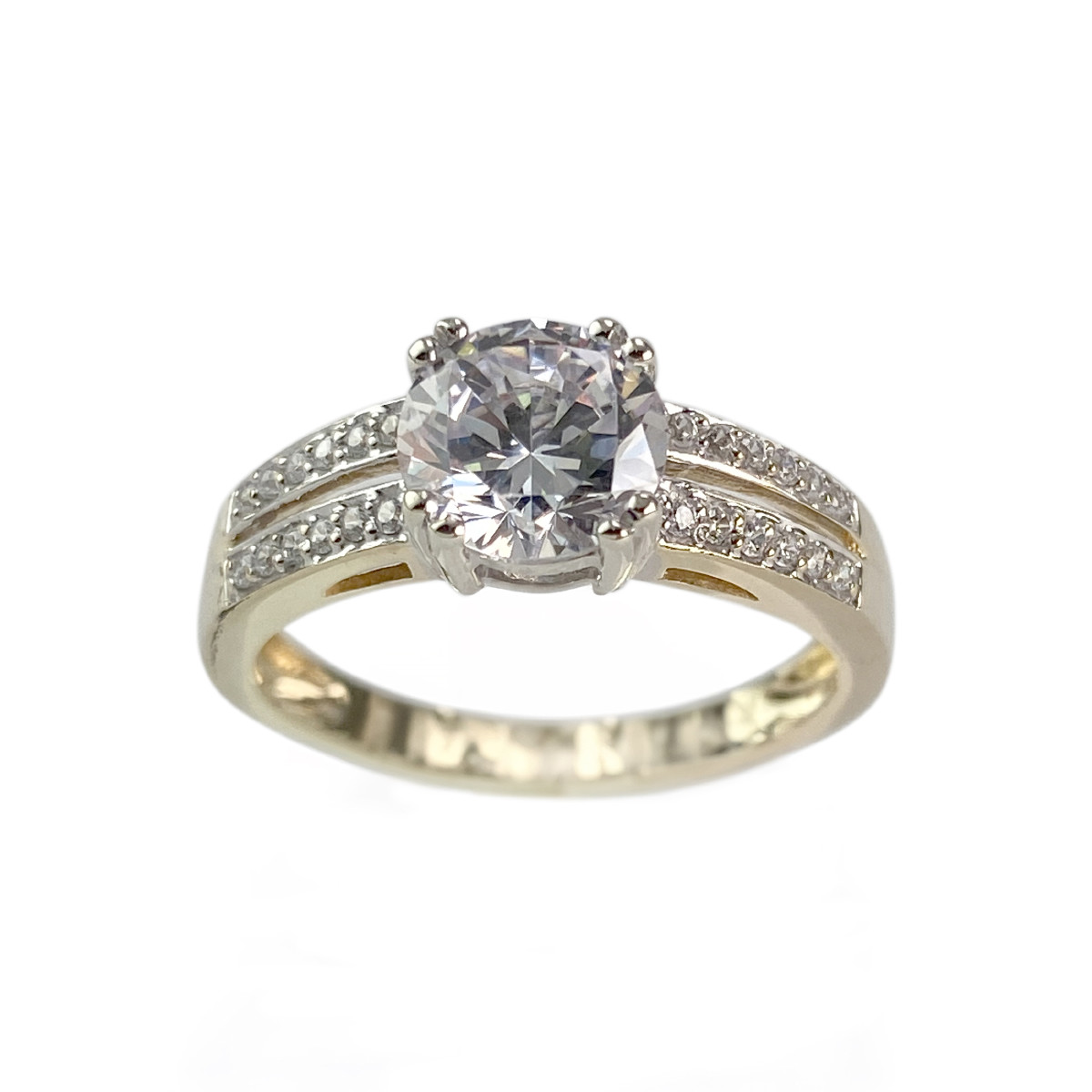 Bague d'occasion or 375 2 tons zirconias