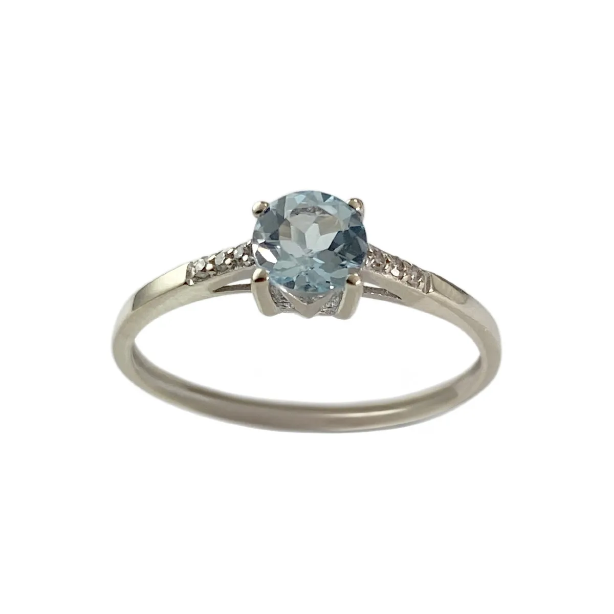 Bague d'occasion or 375 blanc diamants topaze