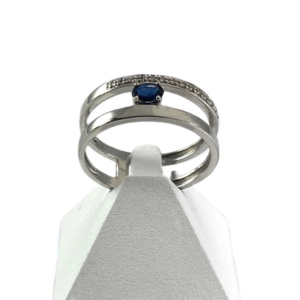 Bague d'occasion or 375 blanc saphir