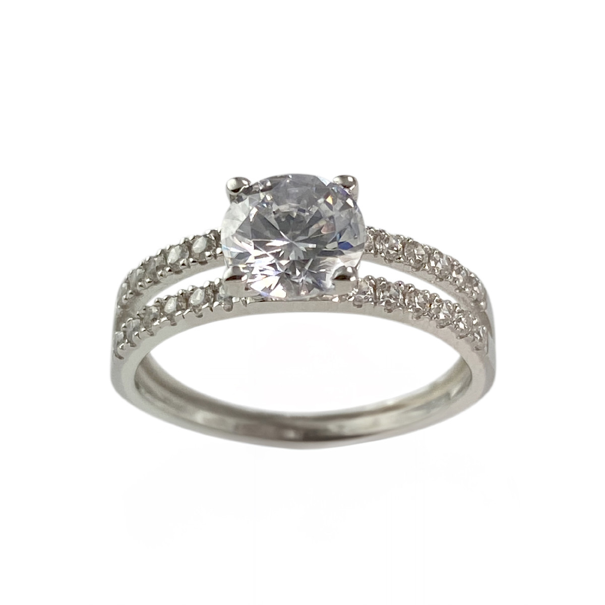 Bague d'occasion or 375 blanc zirconias