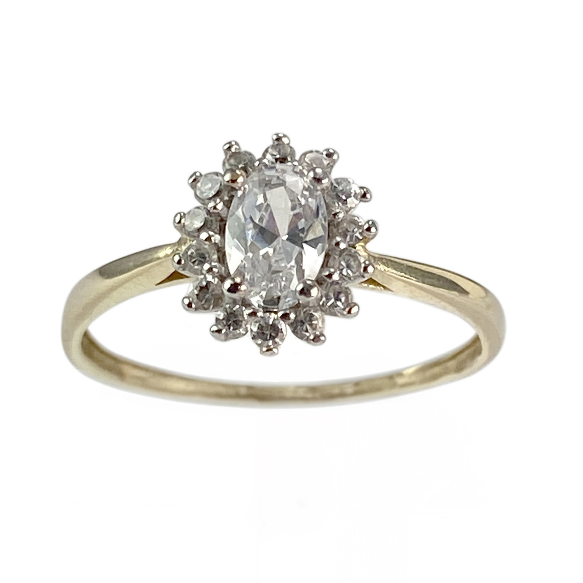 Bague d'occasion or 375 jaune fleur oxydes de zirconium