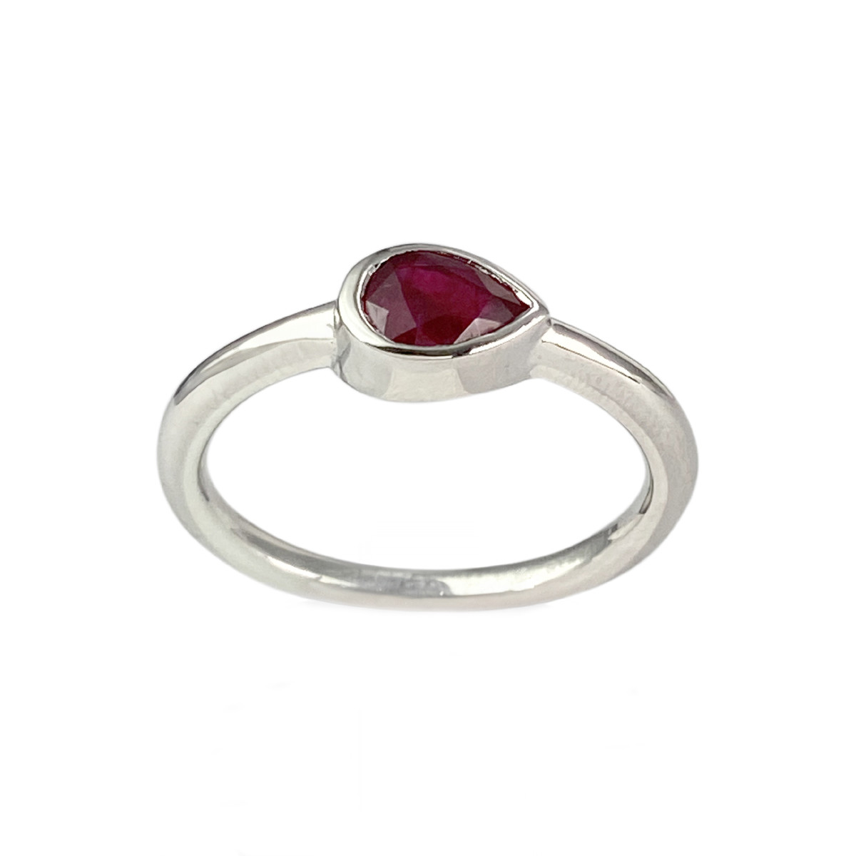 Bague d'occasion or 585 blanc rubis