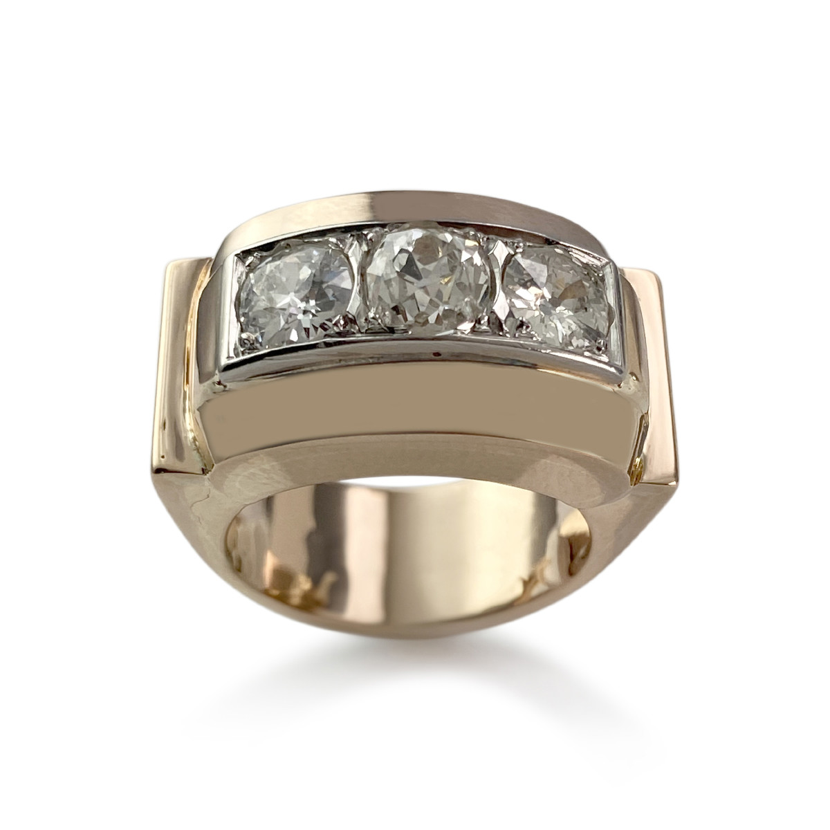 Bague d'occasion or 750 2 ors tank diamants