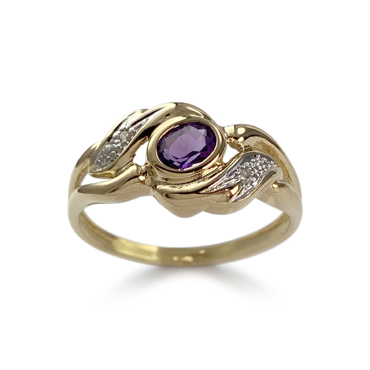 Bague d'occasion or 750 2 tons améthyste diamants