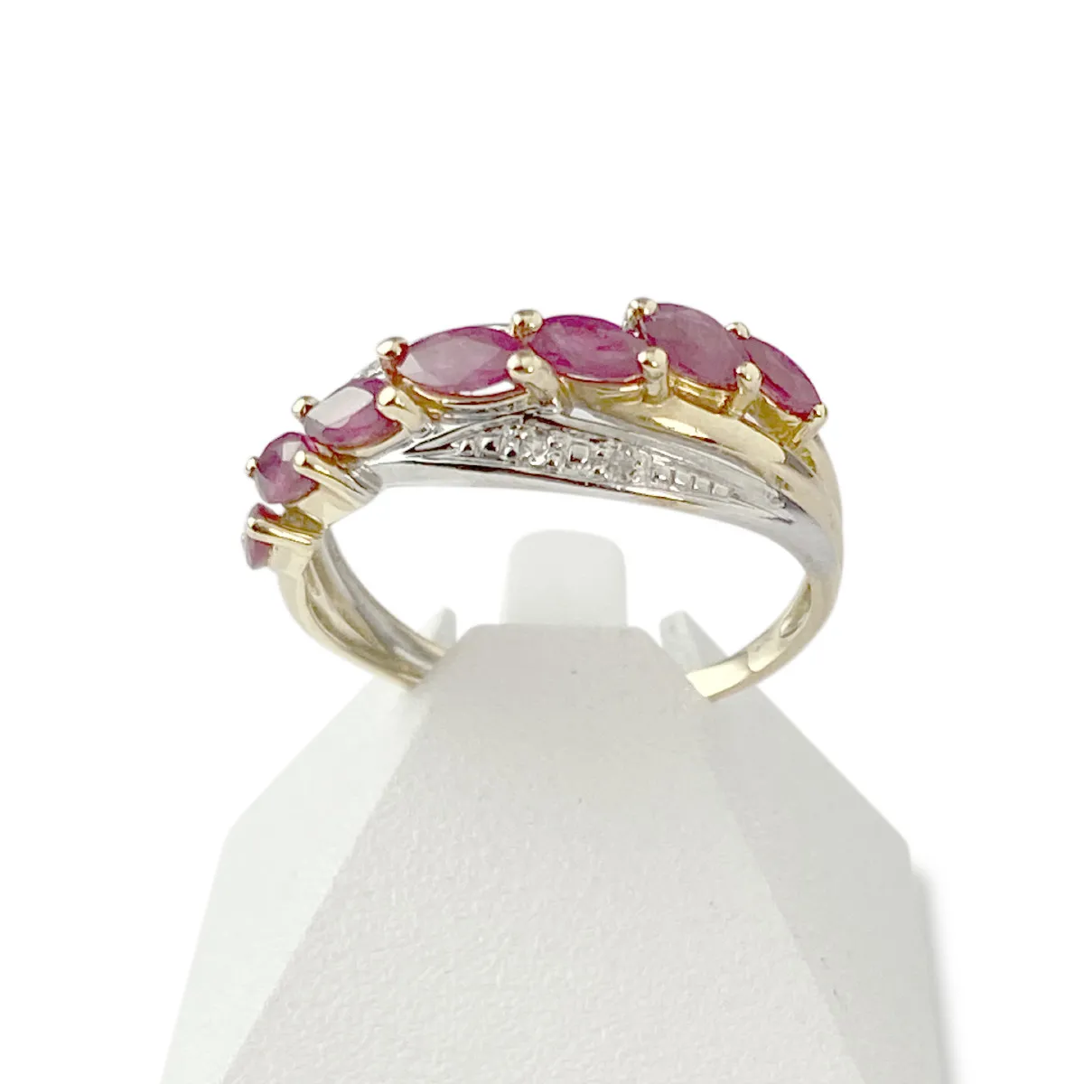 Bague d'occasion or 750 2 tons diamants rubis