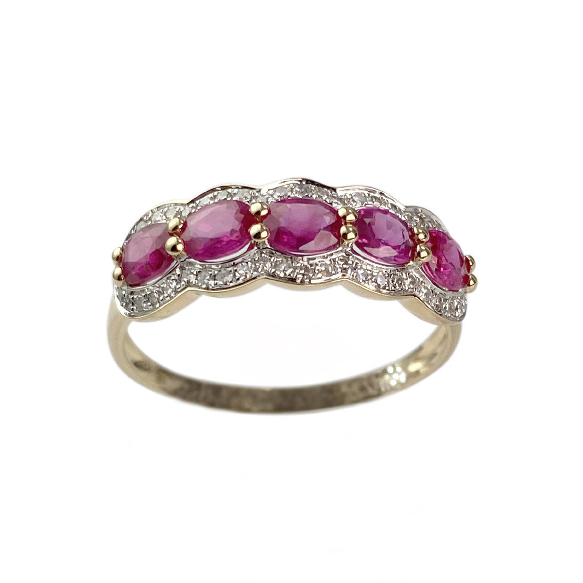 Bague d'occasion or 750 2 tons rubis diamants