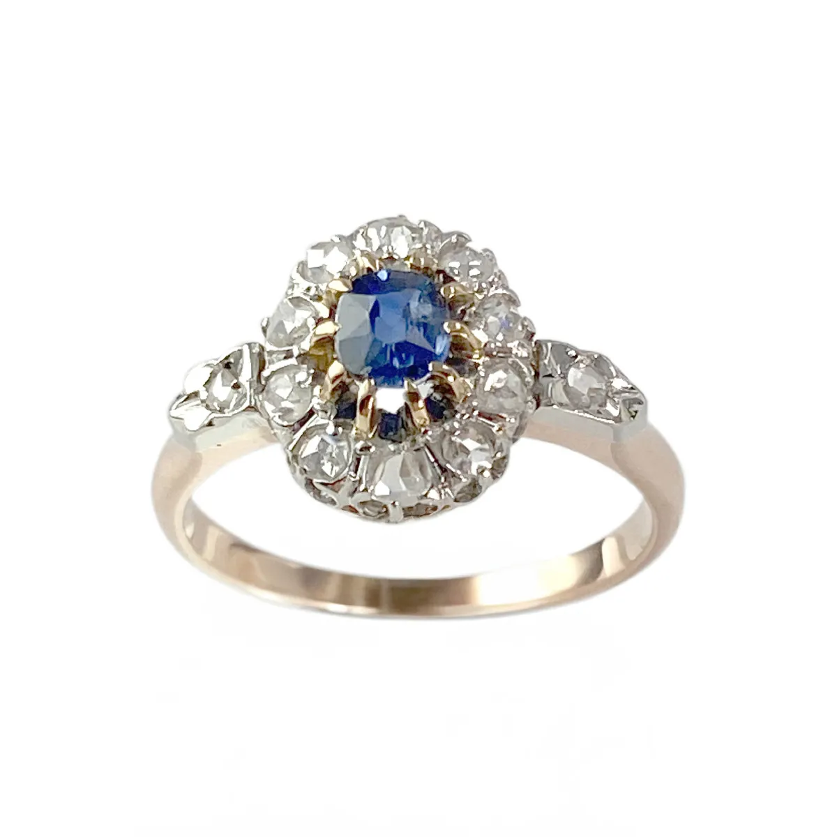 Bague d'occasion or 750 2 tons saphir et diamants