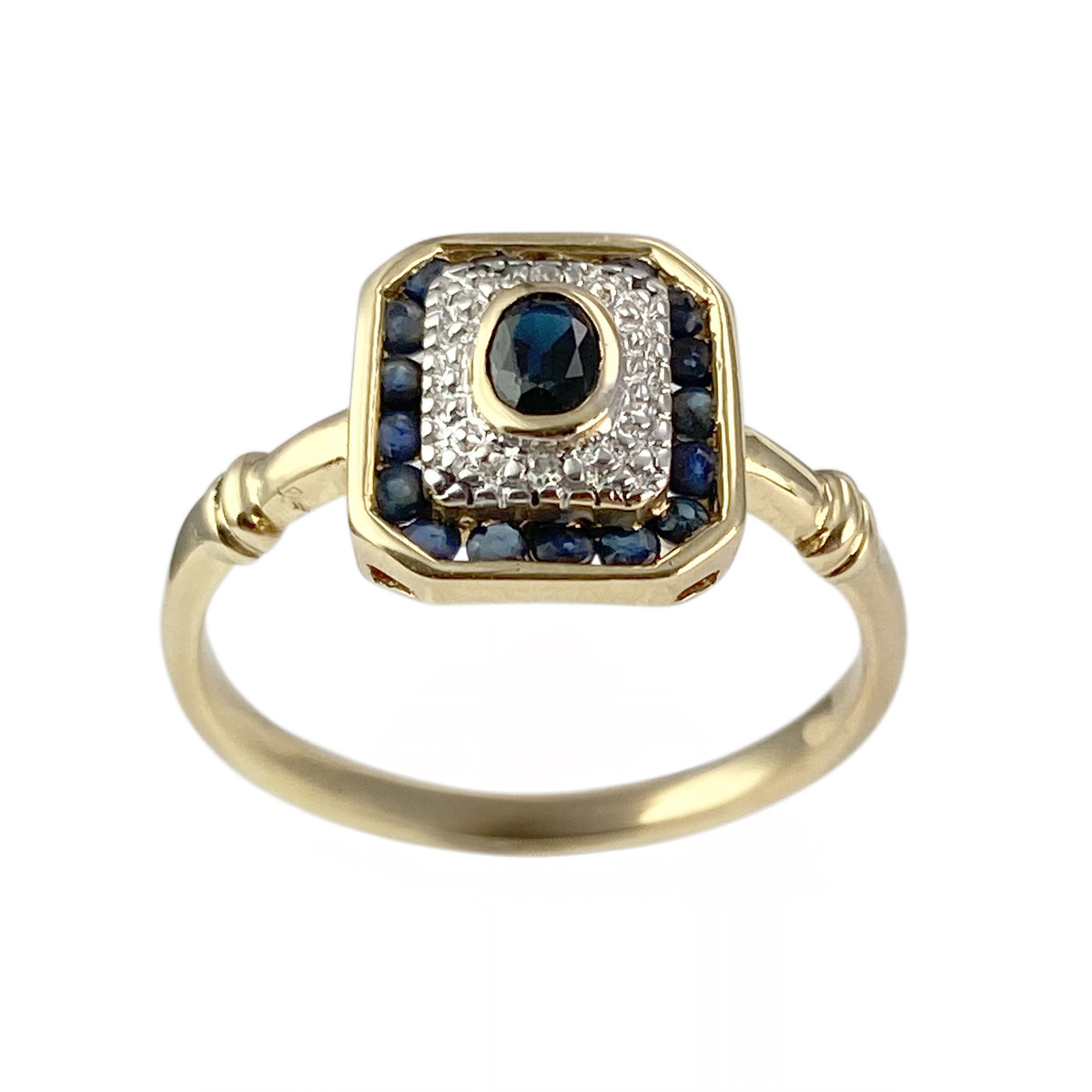 Bague d'occasion or 750 2 tons saphirs diamants